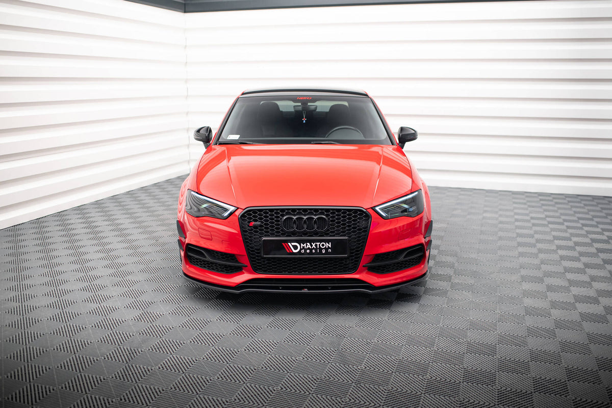 Street+ Spoilerlippe Front Ansatz V.2 passend für Audi S3 / A3 S-Line 8V Limousine / Cabrio schwarz Hochglanz – Ansicht 1