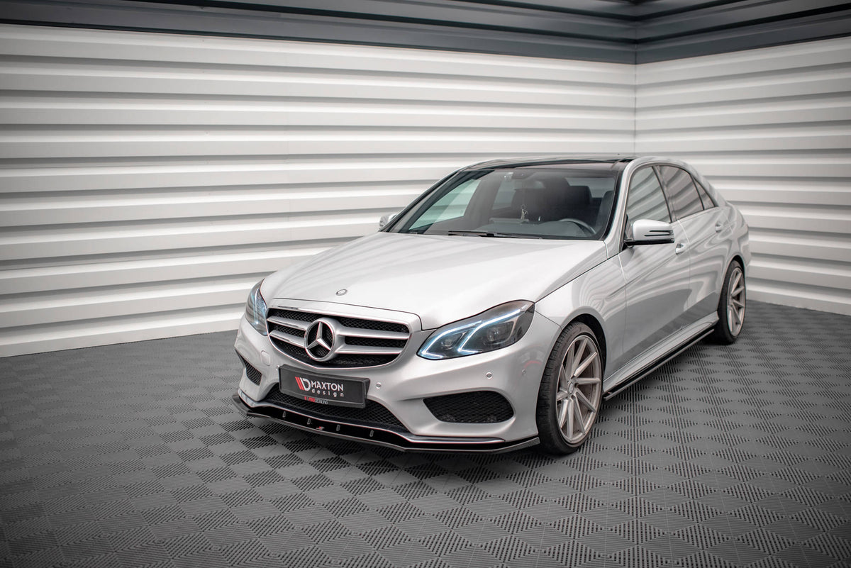 Street+ Spoilerlippe Front Ansatz V.1 passend für Mercedes-Benz E AMG-Line Limousine W212 Facelift schwarz Hochglanz – Ansicht 3