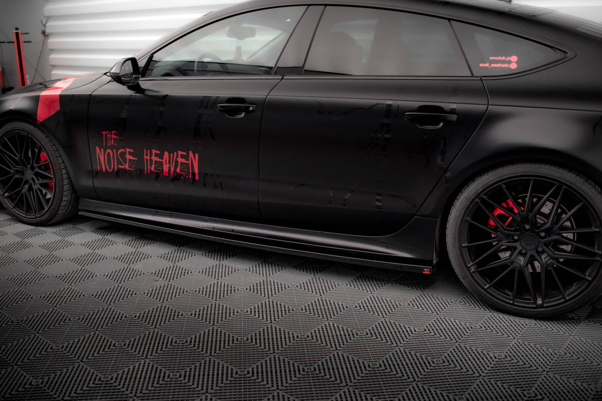 Street+ Seitenschweller Leisten passend für Audi A7 RS7 Look C7 schwarz Hochglanz – Ansicht 1
