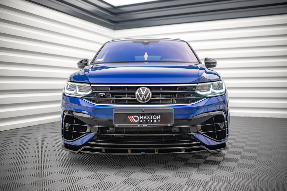Street+ Spoilerlippe Front Ansatz V.1 passend für VW Tiguan R / R-Line Mk2 Facelift schwarz Hochglanz – Ansicht 3