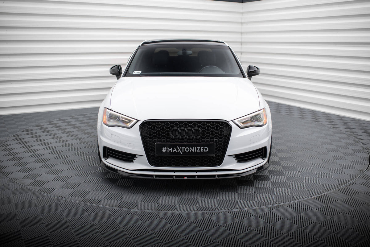 Street+ Spoilerlippe Front Ansatz V.1 passend für Audi A3 Limousine 8V schwarz Hochglanz – Ansicht 1