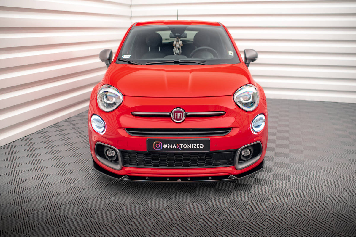 Street+ Spoilerlippe Front Ansatz passend für Fiat 500X Sport Mk1 Facelift schwarz Hochglanz – Ansicht 1