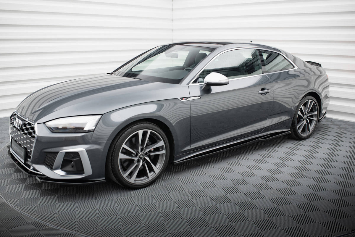 Street+ Seitenschweller Leisten passend für Audi S5 Coupe / A5 S-Line Coupe F5 Facelift schwarz Hochglanz – Ansicht 1