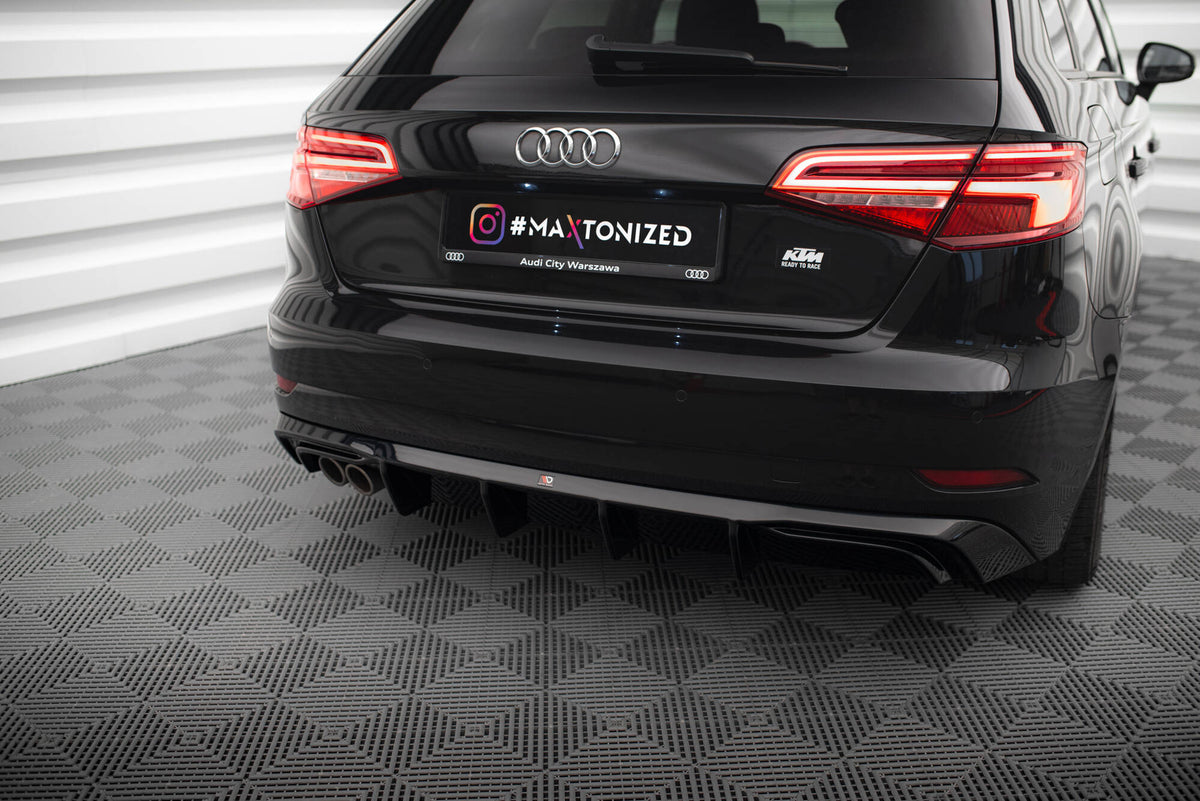 Diffusor Heck Ansatz passend für Audi A3 Sportback 8V Facelift (Doppelauspuff li.) – Ansicht 3