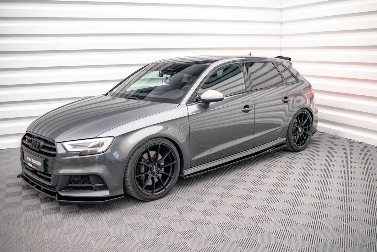 Street+ Seitenschweller Leisten V.2 passend für Audi S3 / A3 S-Line Sportback 8V / 8V Facelift schwarz Hochglanz – Ansicht 1