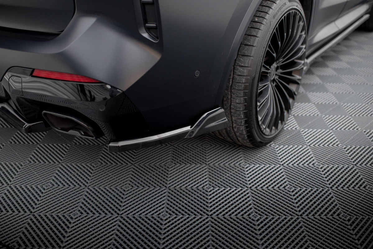 Heck Ansatz Flaps Diffusor passend für BMW X3 M-Paket G01 Facelift schwarz Hochglanz – Ansicht 3