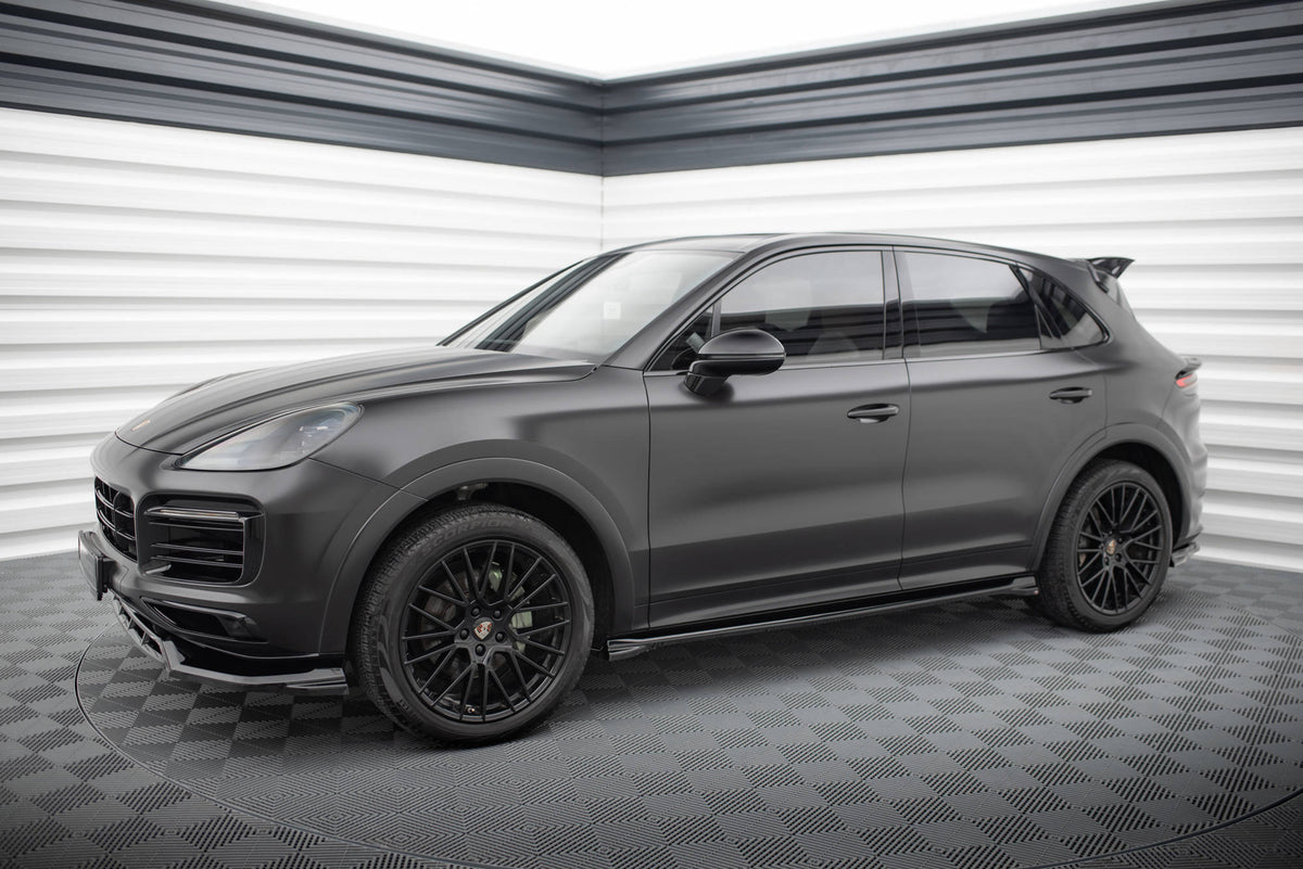 Street+ Seitenschweller Leisten passend für V.1 passend für Porsche Cayenne SUV / Coupe Mk3 Facelift schwarz Hochglanz – Ansicht 1