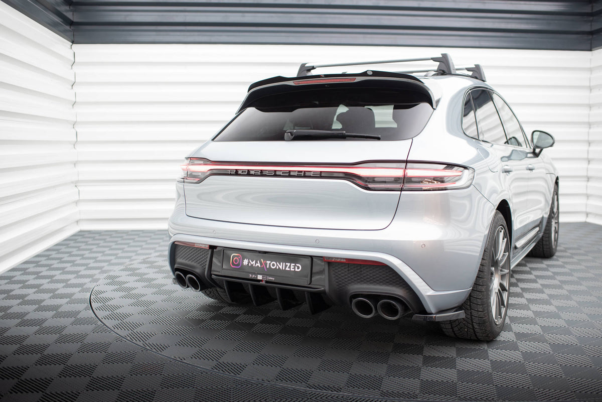 Heck Ansatz Flaps Diffusor passend für Porsche Macan Mk1 Facelift 2 schwarz Hochglanz – Ansicht 4