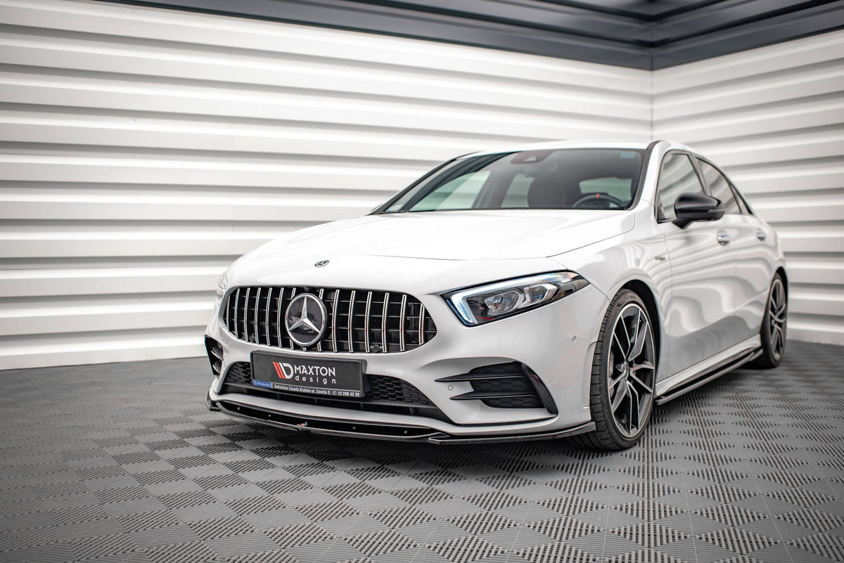 Street+ Spoilerlippe Front Ansatz V.5 passend für Mercedes A35 AMG / AMG-Line W177  schwarz Hochglanz – Ansicht 4