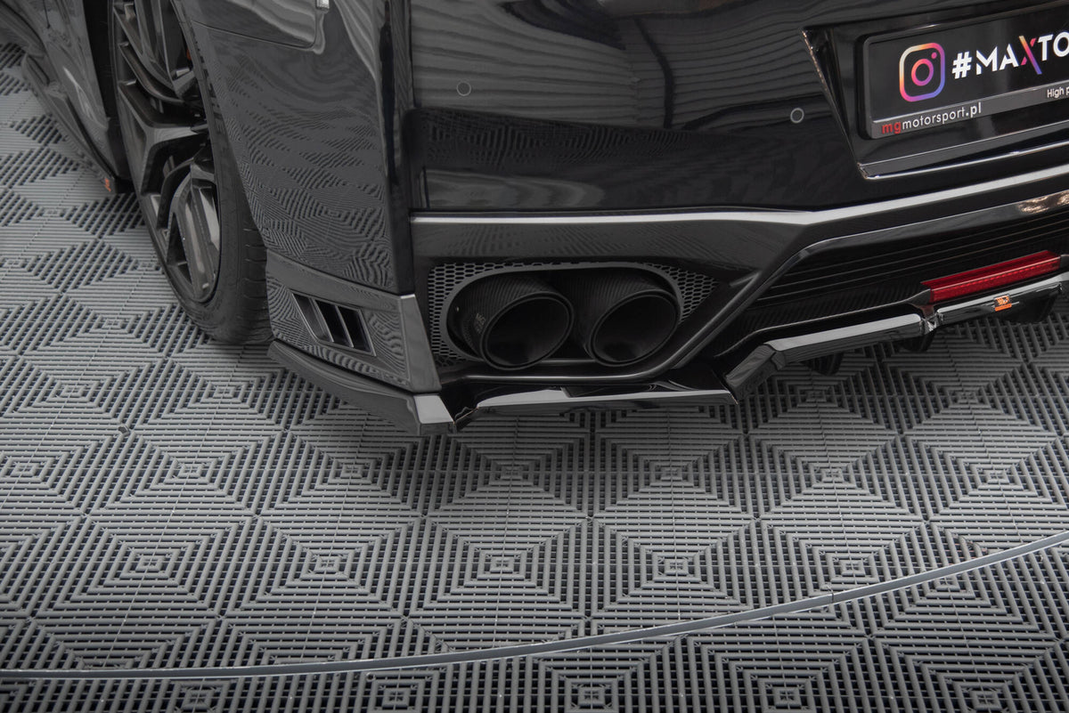 Heck Ansatz Flaps Diffusor passend für Nissan GTR R35 Facelift schwarz Hochglanz – Ansicht 5
