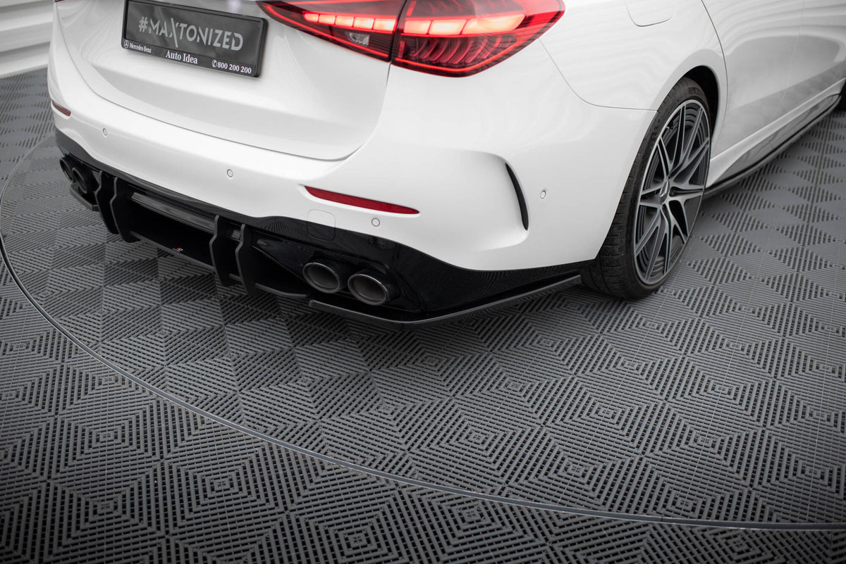 Heck Ansatz Flaps Diffusor passend für Mercedes-Benz C AMG-Line / 43 AMG W206 schwarz Hochglanz – Ansicht 3