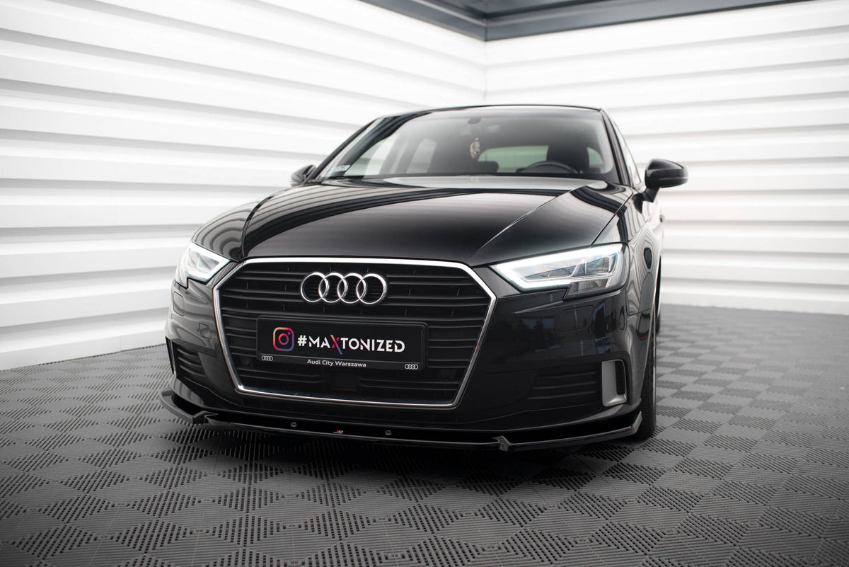 Street+ Spoilerlippe Front Ansatz V.1 passend für Audi A3 Sportback 8V Facelift schwarz Hochglanz – Ansicht 4