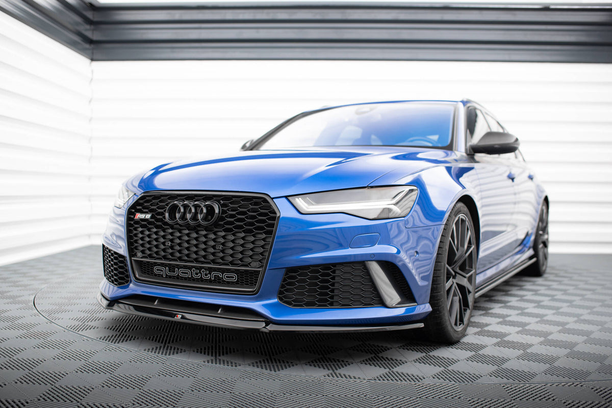 Street+ Spoilerlippe Front Ansatz V.2 passend für Audi RS6 C7 / C7 Facelift schwarz Hochglanz – Ansicht 4