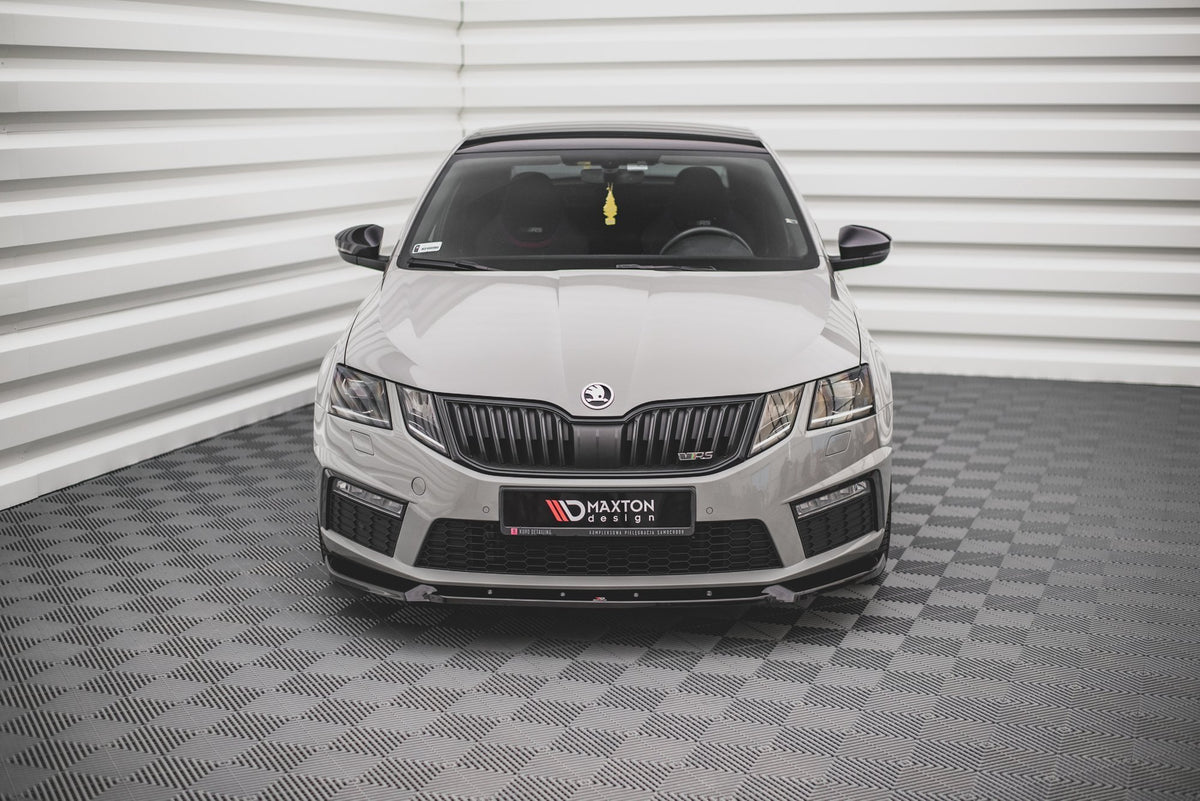 Street+ Spoilerlippe Front Ansatz V.2 passend für Skoda Octavia RS Mk3 Facelift schwarz Hochglanz – Ansicht 1