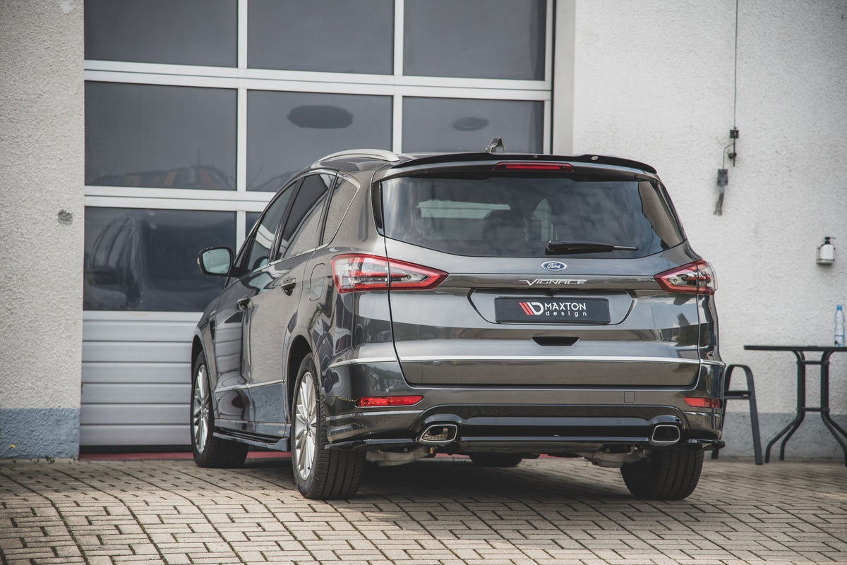 Heck Ansatz Flaps Diffusor passend für Ford S-Max Vignale Mk2 Facelift schwarz Hochglanz – Ansicht 4