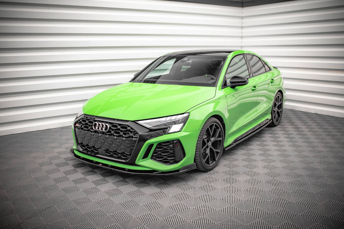 Street+ Spoilerlippe Front Ansatz V.2 passend für Audi RS3 Limousine 8Y schwarz Hochglanz – Ansicht 4