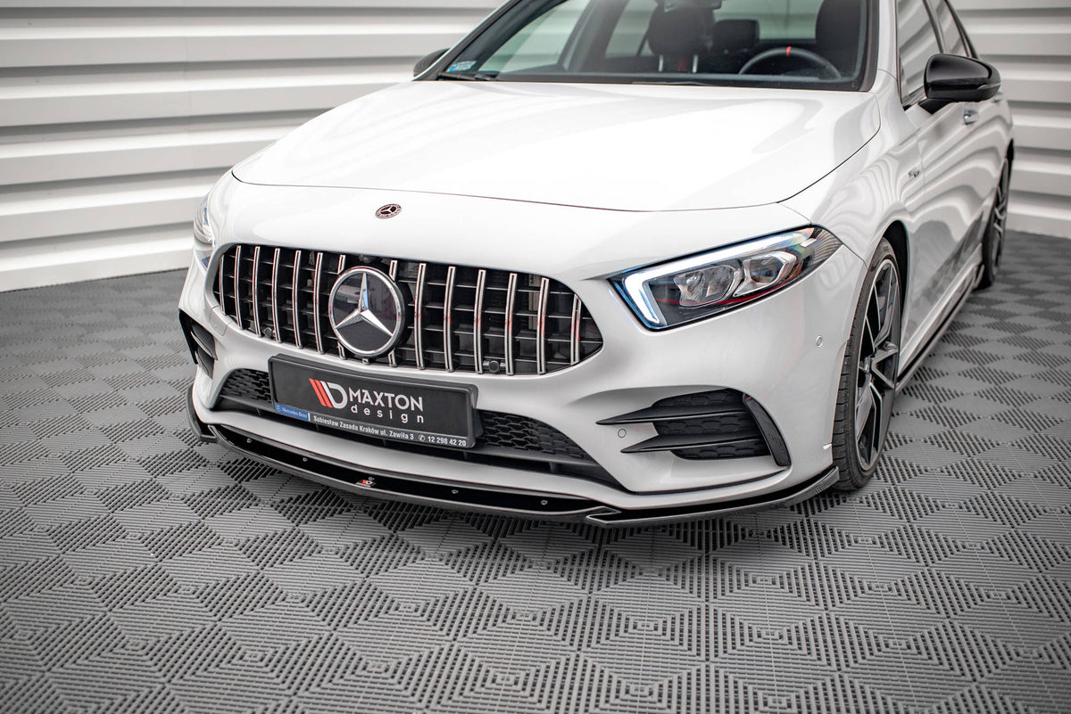 Street+ Spoilerlippe Front Ansatz V.5 passend für Mercedes A35 AMG / AMG-Line W177  schwarz Hochglanz – Ansicht 3