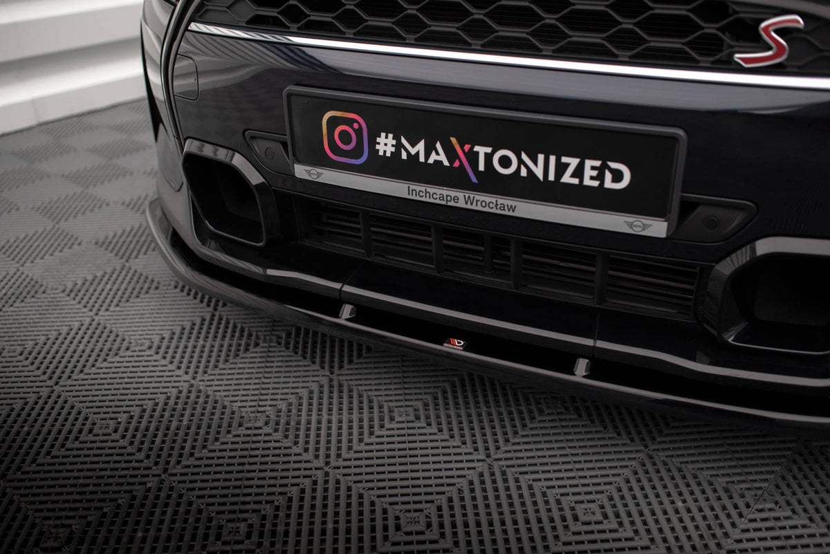 Street+ Spoilerlippe Front Ansatz V.1 passend für Mini Cooper S F56 Facelift schwarz Hochglanz – Ansicht 3
