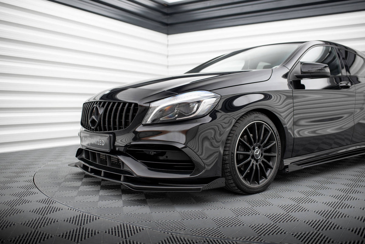 Front Stoßstange Flaps passend für Mercedes-Benz A AMG-Line W176 Facelift schwarz Hochglanz – Ansicht 4