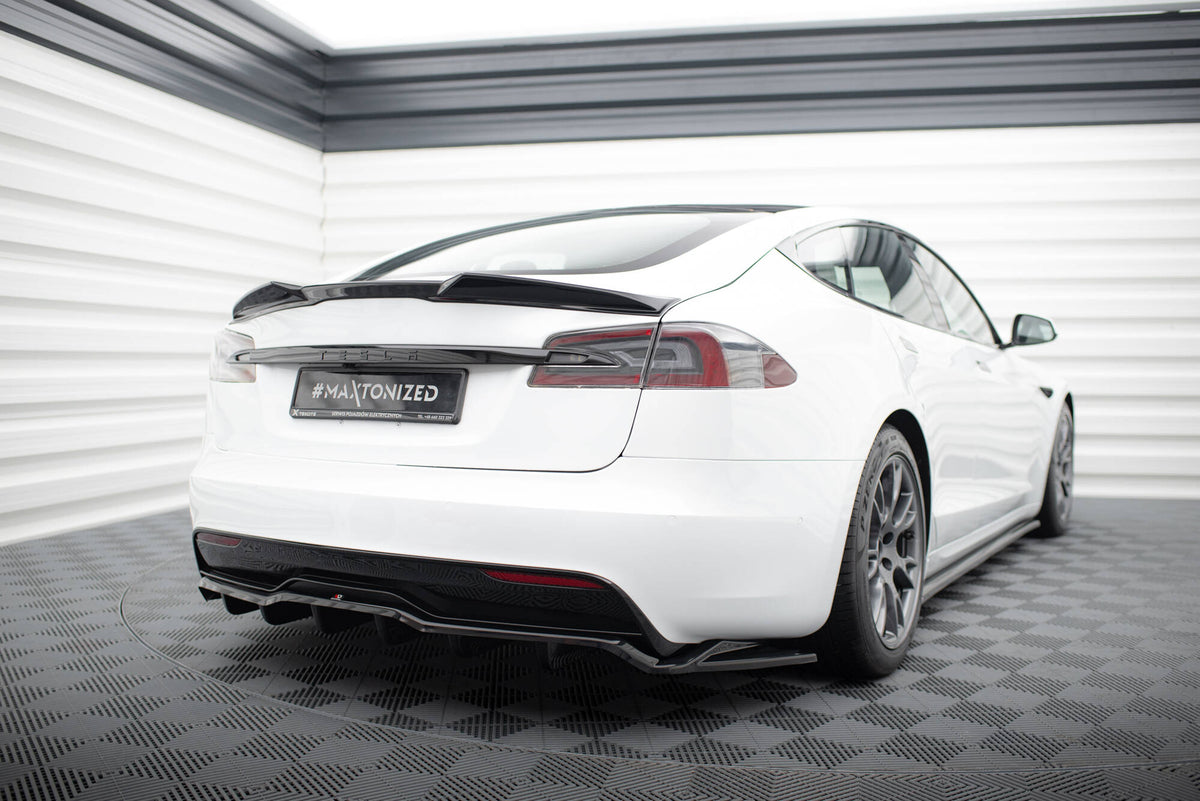 Street+ Mittlerer Diffusor RACE V.2 passend für Tesla Model S Plaid Mk1 Facelift schwarz Hochglanz – Ansicht 1