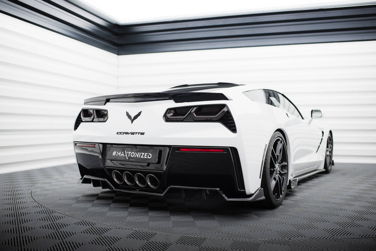 Mittlerer Diffusor Heck Ansatz DTM Look passend für Chevrolet Corvette C7 schwarz Hochglanz – Ansicht 1