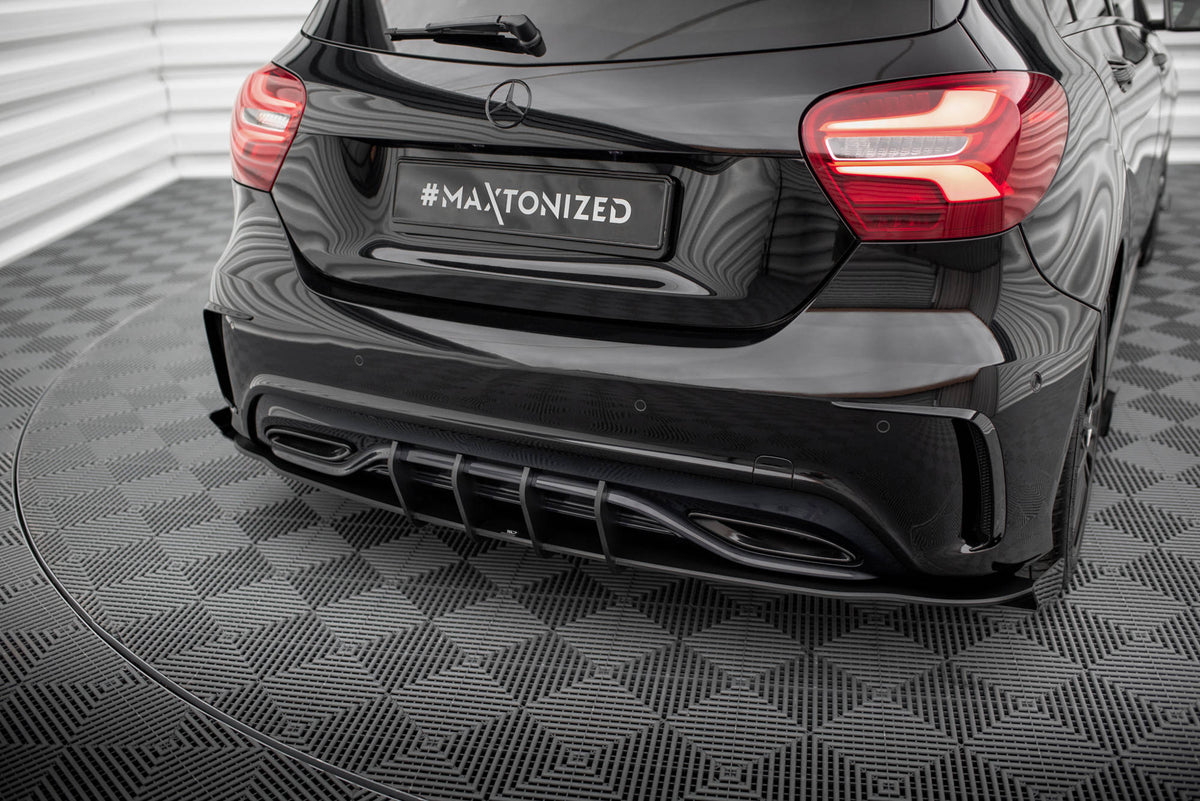 Street Pro Heck Ansatz Flaps Diffusor + Flaps passend für Mercedes-Benz A AMG-Line W176 Facelift schwarz Hochglanz – Ansicht 4