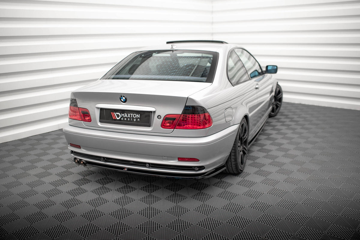 Heck Ansatz Flaps Diffusor passend für BMW 3er Coupe E46 schwarz Hochglanz – Ansicht 1