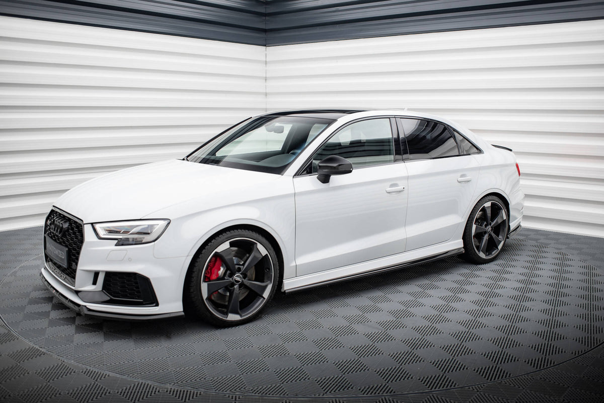 Street+ Seitenschweller Leisten V.2 passend für Audi RS3 Limousine 8V Facelift schwarz Hochglanz – Ansicht 1