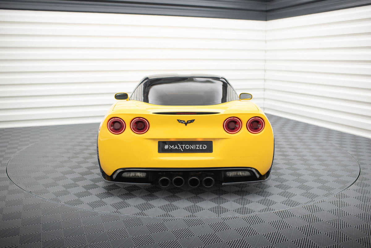 Heck Ansatz Flaps Diffusor passend für Chevrolet Corvette Widebody C6 schwarz Hochglanz – Ansicht 1
