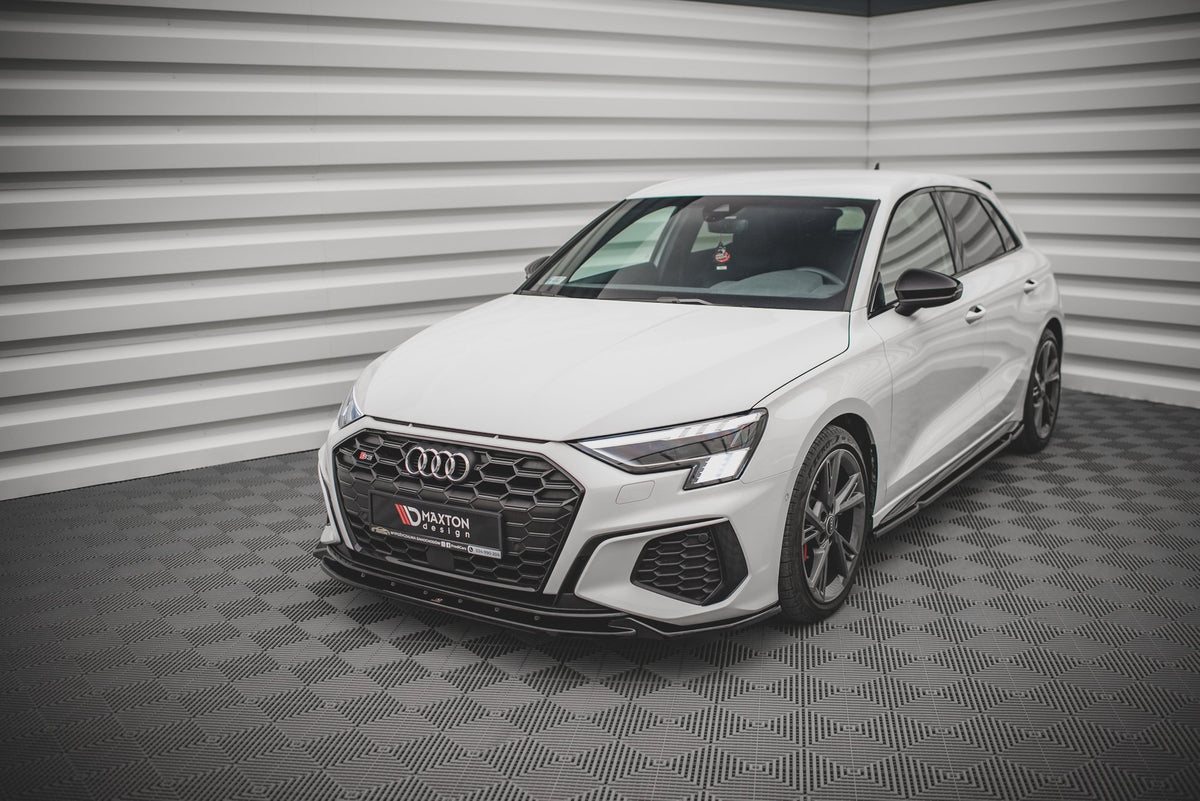 Street+ Spoilerlippe Front Ansatz V.2 passend für Audi S3 / A3 S-Line 8Y schwarz Hochglanz – Ansicht 4