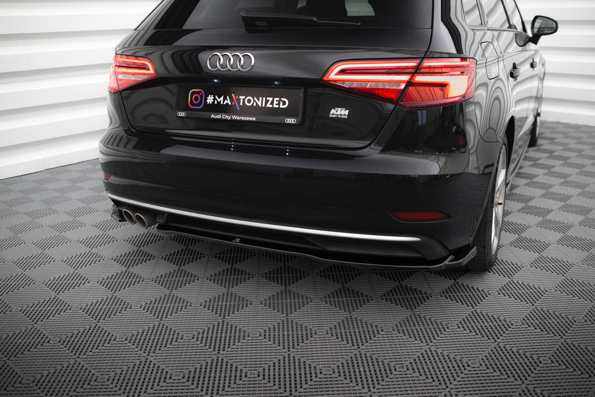 Heck Ansatz Flaps Diffusor passend für Audi A3 Sportback 8V Facelift schwarz Hochglanz – Ansicht 4