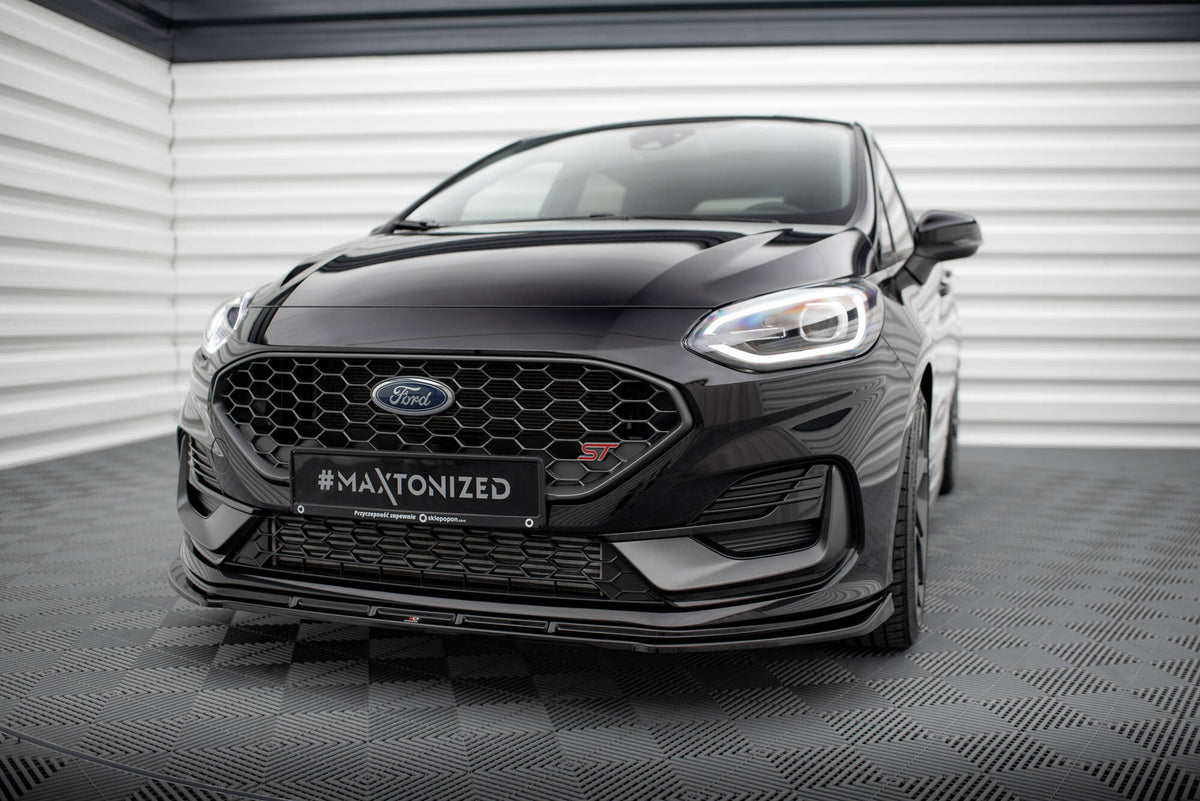Street+ Spoilerlippe Front Ansatz V.2 passend für Ford Fiesta ST / ST-line Mk8 Facelift schwarz Hochglanz – Ansicht 4