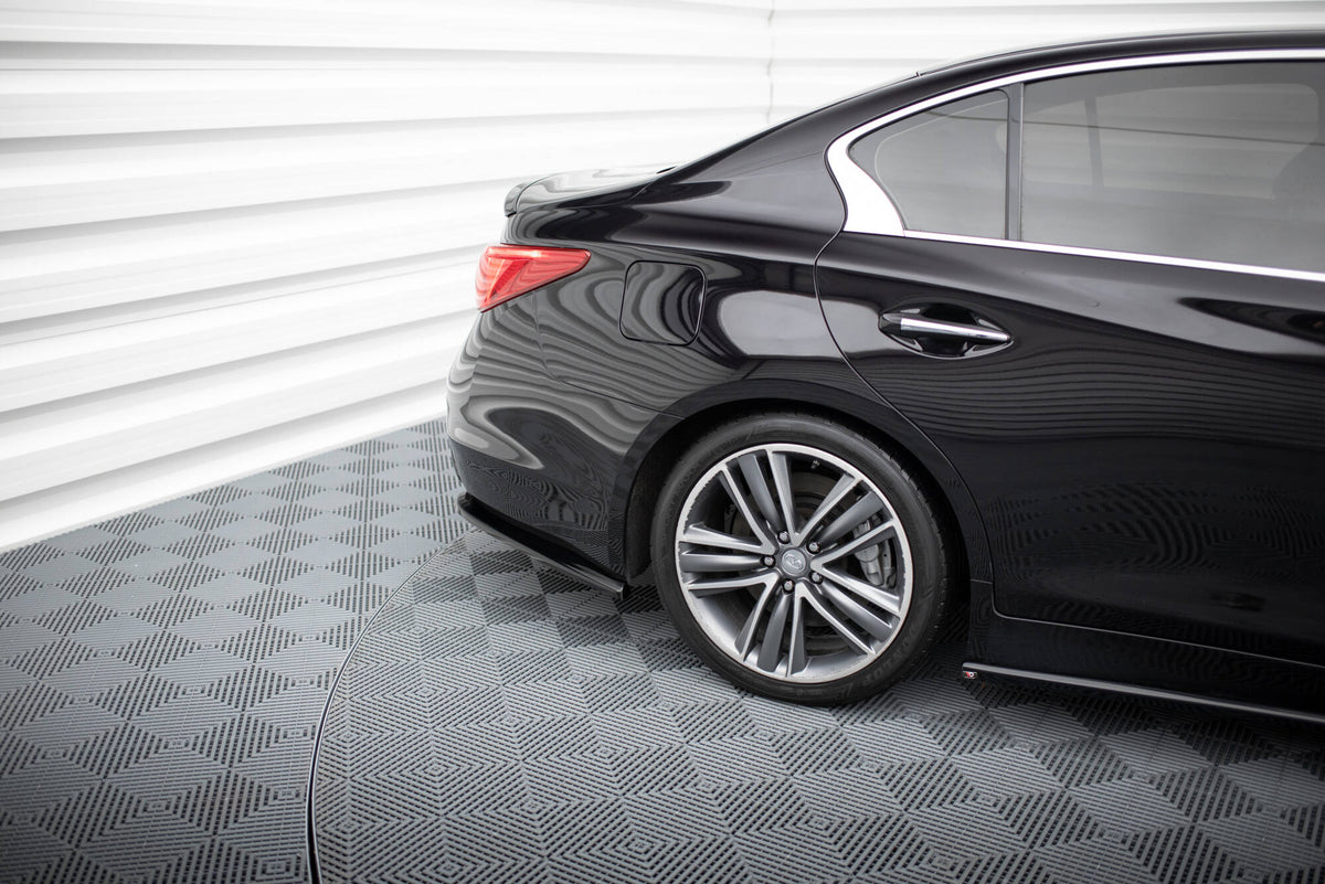 Heck Ansatz Flaps Diffusor V.2 passend für Infiniti Q50 S Mk1 schwarz Hochglanz – Ansicht 4