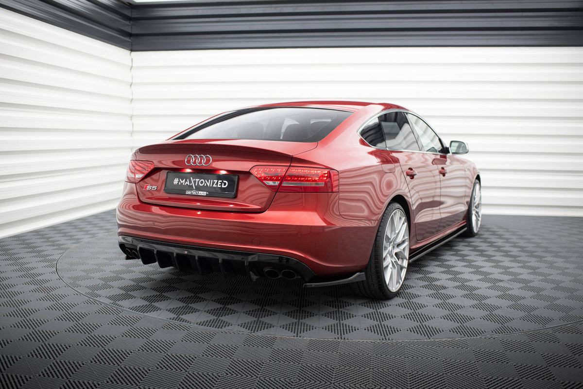 Heck Ansatz Flaps Diffusor passend für Audi S5 / A5 S-Line Sportback 8T schwarz Hochglanz – Ansicht 1