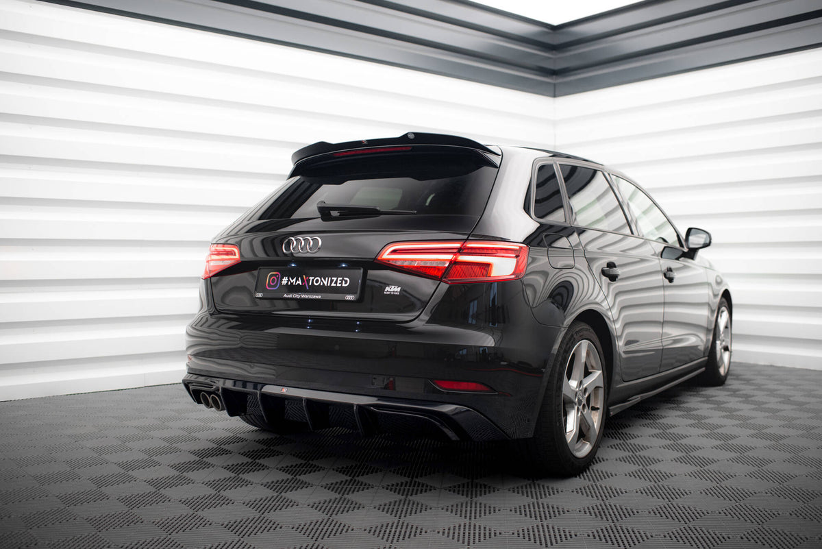 Diffusor Heck Ansatz passend für Audi A3 Sportback 8V Facelift (Doppelauspuff li.) – Ansicht 1