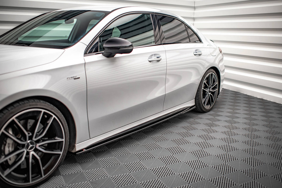 Street+ Seitenschweller Leisten V.2 passend für Mercedes A35 AMG / AMG-Line W177  schwarz Hochglanz – Ansicht 3