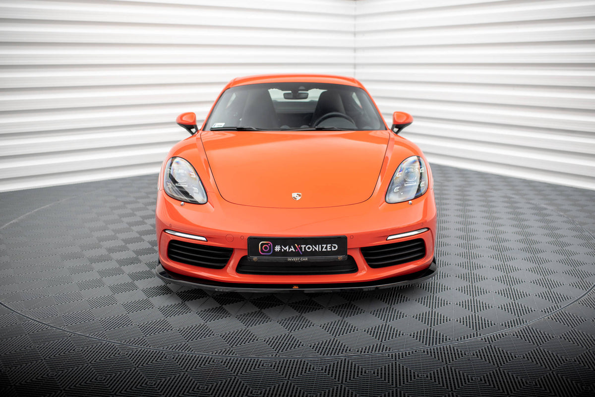 Street+ Spoilerlippe Front Ansatz V.2 passend für Porsche 718 Cayman 982c schwarz Hochglanz – Ansicht 1