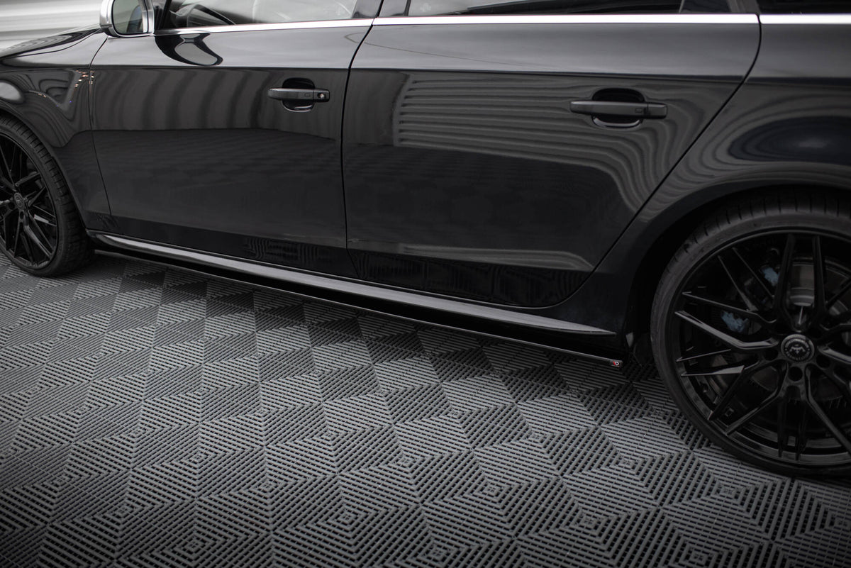 Street+ Seitenschweller Leisten passend für V.1 passend für Audi S4 / A4 / A4 S-Line Limousine / Avant B8 / B8 Facelift schwarz Hochglanz – Ansicht 4