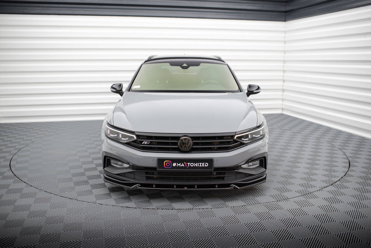 Street+ Spoilerlippe Front Ansatz V.1 passend für VW Passat R-Line B8 Facelift schwarz Hochglanz – Ansicht 1