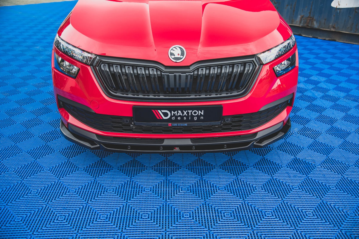Street+ Spoilerlippe Front Ansatz V.1 passend für Skoda Kamiq Mk1 schwarz Hochglanz – Ansicht 1