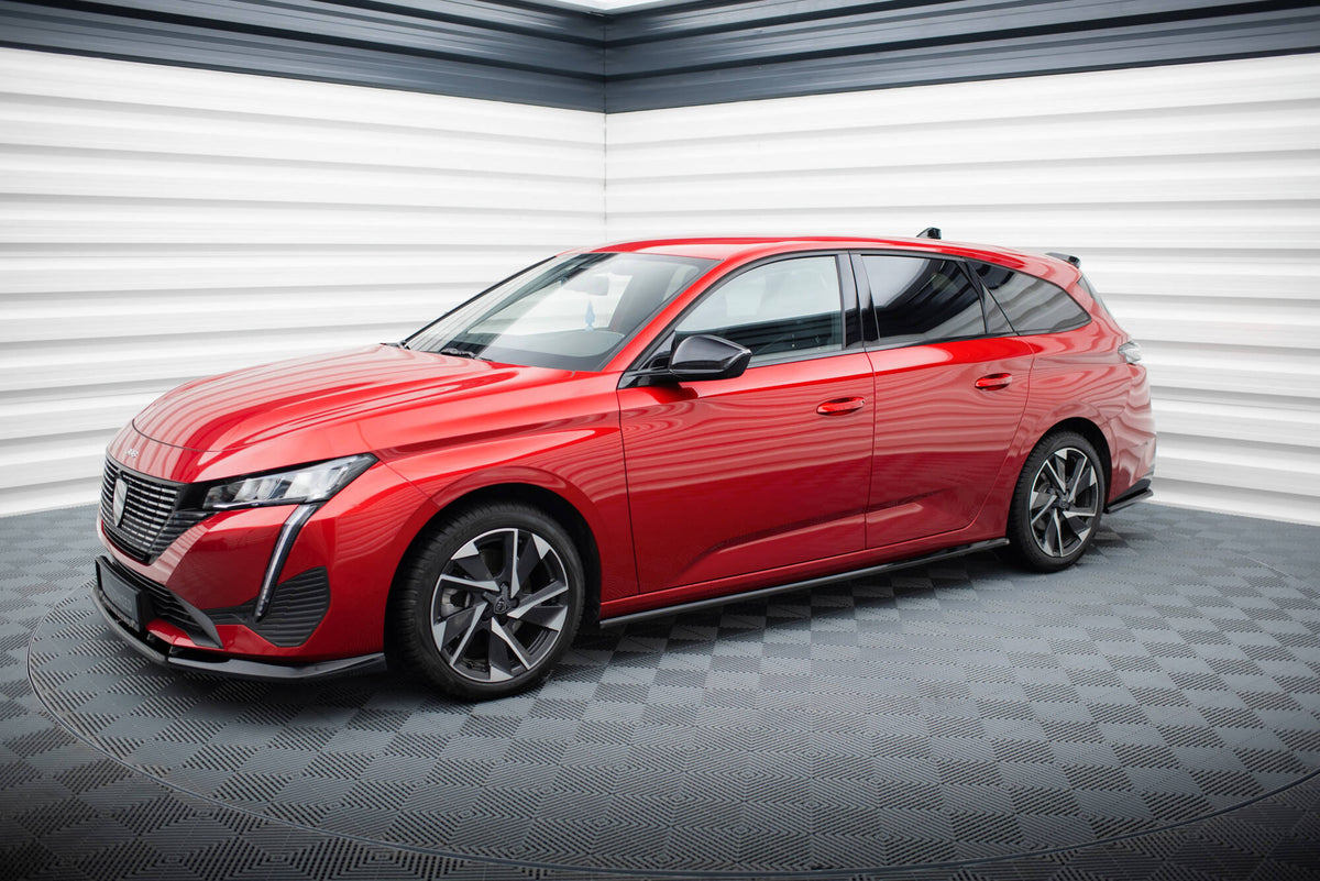 Street+ Seitenschweller Leisten passend für Peugeot 308 SW Mk3 schwarz Hochglanz – Ansicht 1