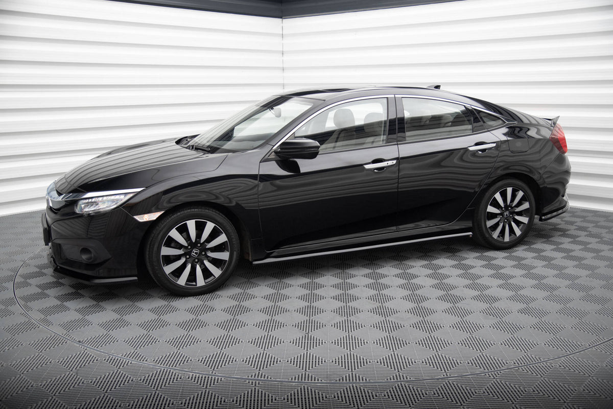Street+ Seitenschweller Leisten passend für Honda Civic Limousine Mk10 / Mk10 Facelift schwarz Hochglanz – Ansicht 1