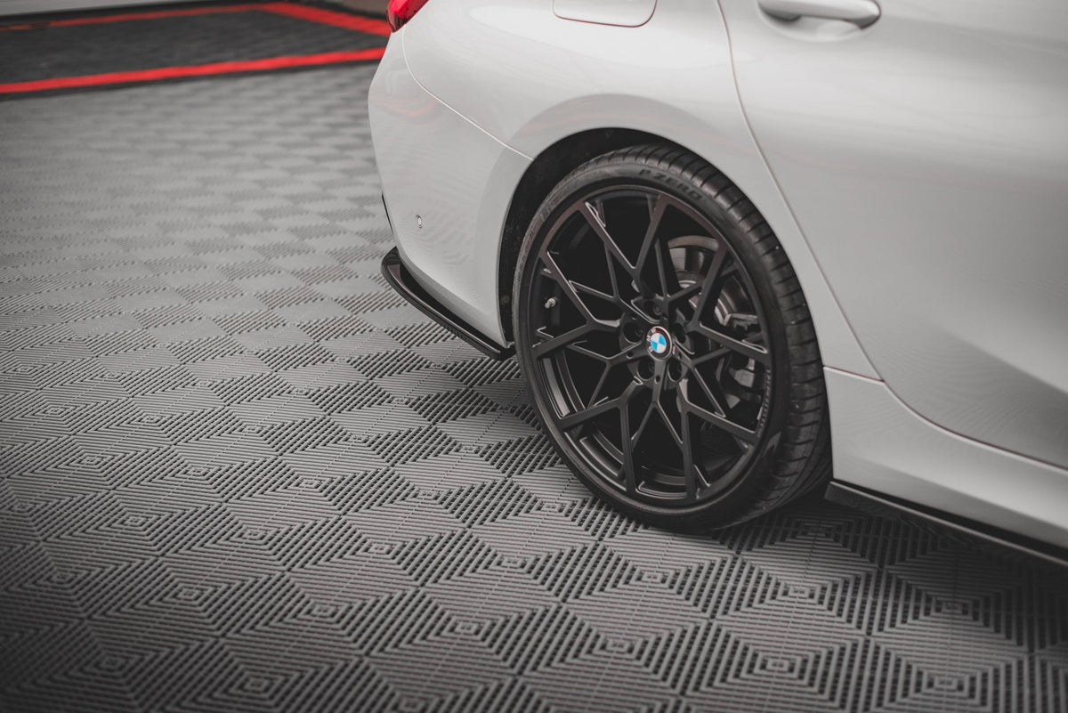 Heck Ansatz Flaps Diffusor passend für BMW 3er Limousine G20 schwarz Hochglanz – Ansicht 1