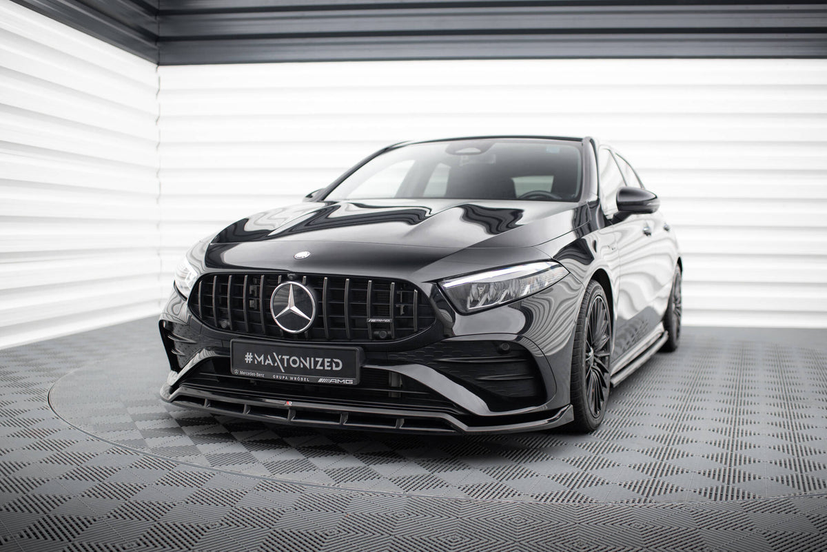 Street+ Spoilerlippe Front Ansatz passend für Mercedes-AMG A35 / A  AMG-Line W177 Facelift schwarz Hochglanz – Ansicht 3