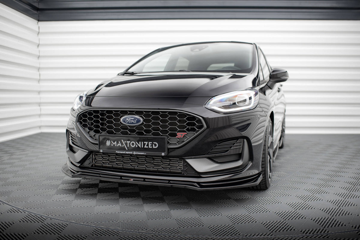 Street+ Spoilerlippe Front Ansatz V.4 passend für Ford Fiesta ST / ST-line Mk8 Facelift schwarz Hochglanz – Ansicht 4