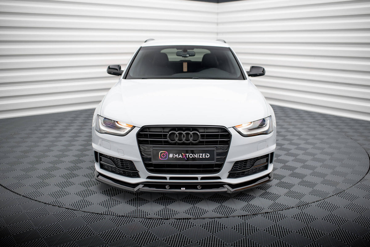 Street+ Spoilerlippe Front Ansatz V.1 passend für Audi A4 Competition B8 Facelift schwarz Hochglanz – Ansicht 1
