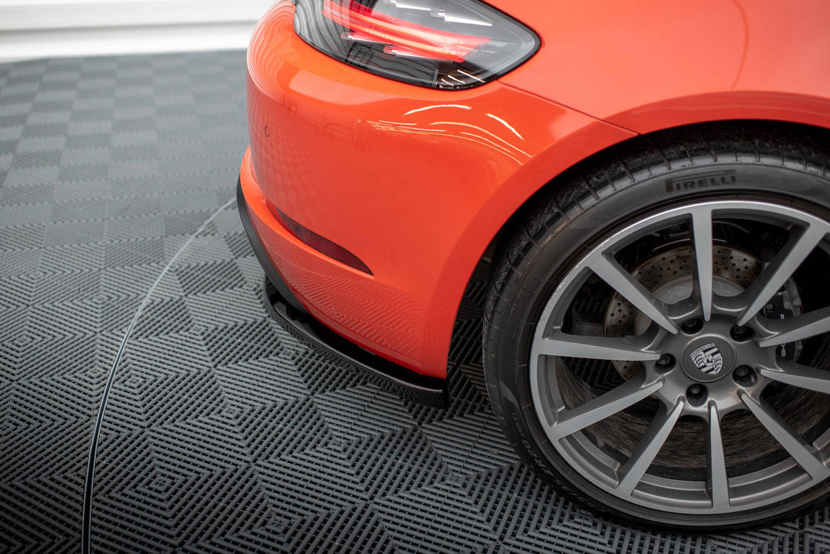 Heck Ansatz Flaps Diffusor passend für Porsche 718 Cayman 982c schwarz Hochglanz – Ansicht 1
