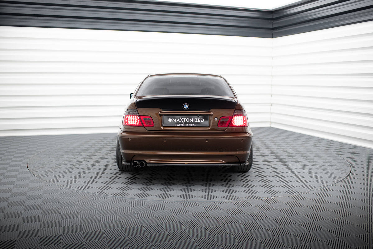 Heck Ansatz Flaps Diffusor passend für BMW 3er M-Paket Coupe E46  schwarz Hochglanz – Ansicht 1