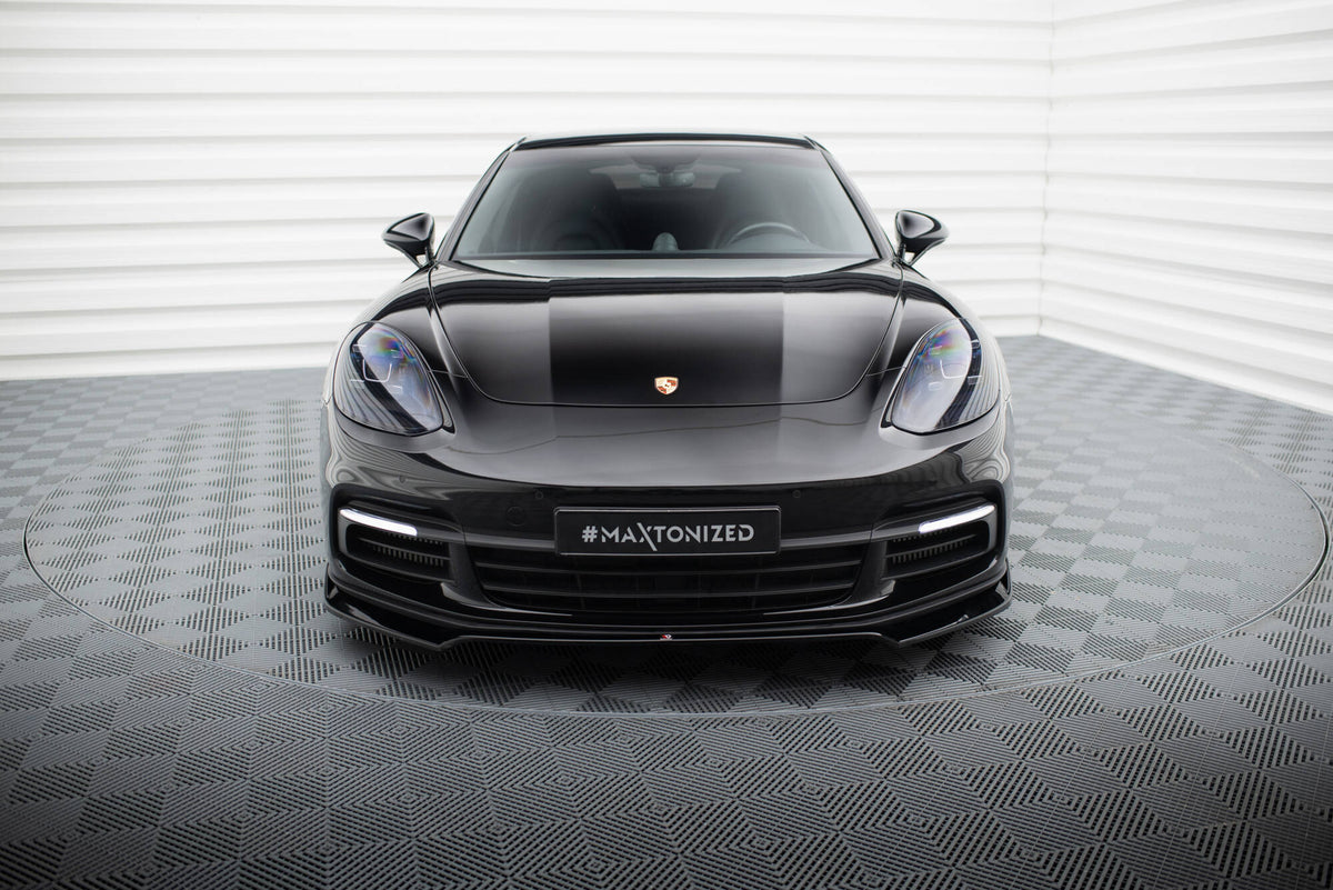 Street+ Spoilerlippe Front Ansatz V.2 passend für Porsche Panamera E-Hybrid / Panamera 4S 971 schwarz Hochglanz – Ansicht 1