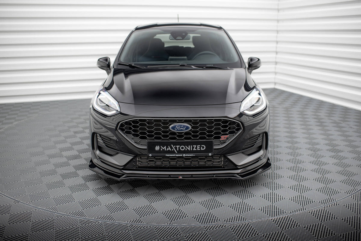 Street+ Spoilerlippe Front Ansatz V.4 passend für Ford Fiesta ST / ST-line Mk8 Facelift schwarz Hochglanz – Ansicht 1
